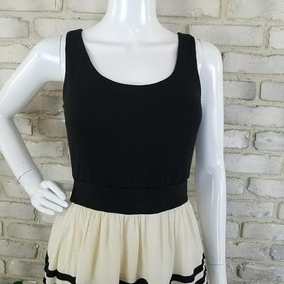 Bebop Womens Dress Size M Ivory Black Striped - Picture 3 of 8